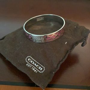 Sterling silver Coach bangle. Purple and silver